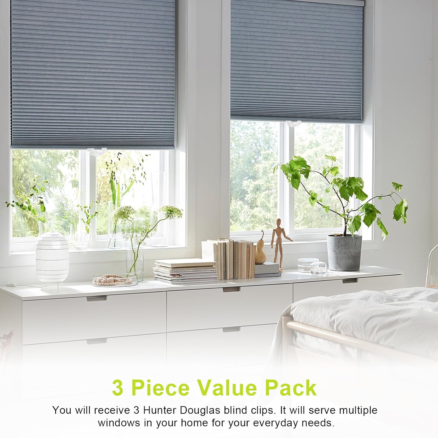 Cordless Honeycomb Shade Lift Handles, Lite Rise Handles Blind Pulls Replacement Parts for Hunter Douglas Duette and Applause, Window Blind Handles, Cellular Shades Clips (3 PCS, Clear)